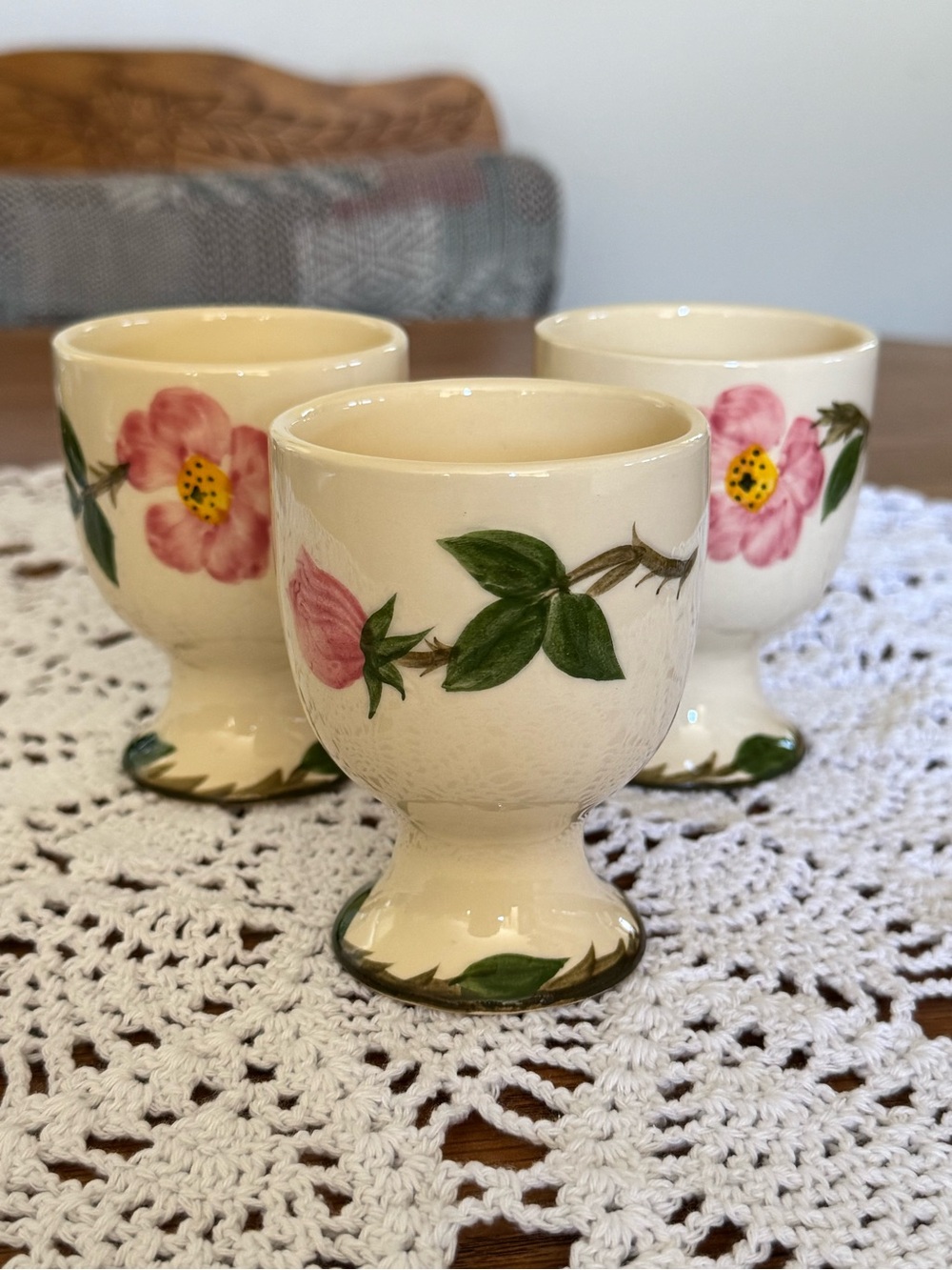 Vintage Franciscan Desert Rose Egg Cup Set of 3